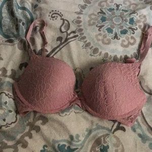 Pink Lace Padded Bra by SO